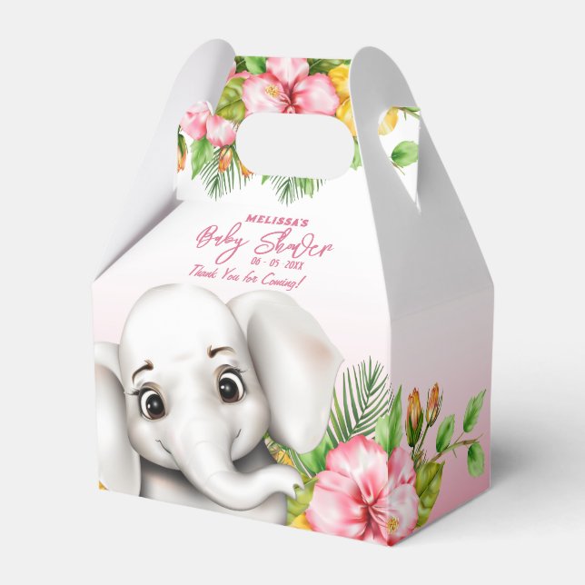 Caja Para Regalos Elephant Safari Tropical Jungle Baby Shower (Front Side)