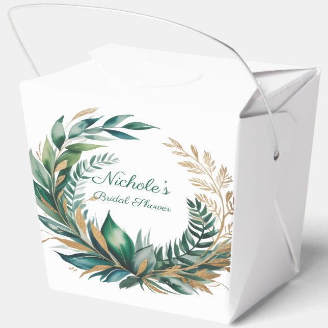 Caja Para Regalos Emerald & Gold Floral Bridal Shower (Reverso)