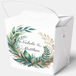 Caja Para Regalos Emerald Green and Gold Floral Frame Wedding