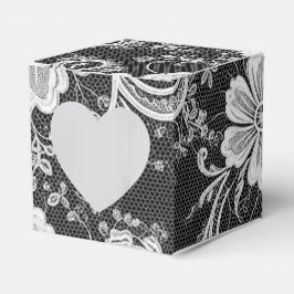 Caja Para Regalos Encaje de Flor Blanca sobre Negro