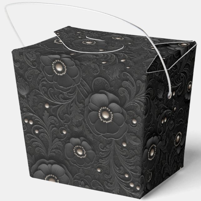 Caja Para Regalos Encaje de flores negras (Reverso)