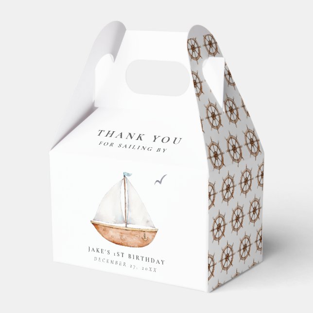 Caja Para Regalos Encantador cumpleaños en barco de vela (Reverso)