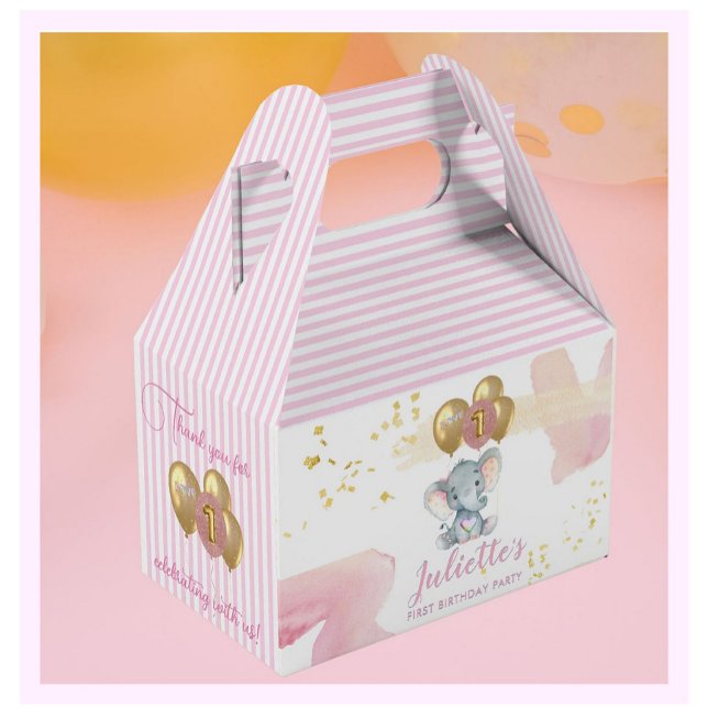 Caja Para Regalos Encantador elefante floral rosa primer Chica de cu (Subido por el creador)