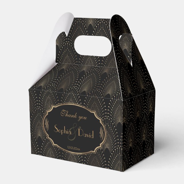 Caja Para Regalos Encantador Gran Gatsby Oro Art Deco Boda (Front Side)