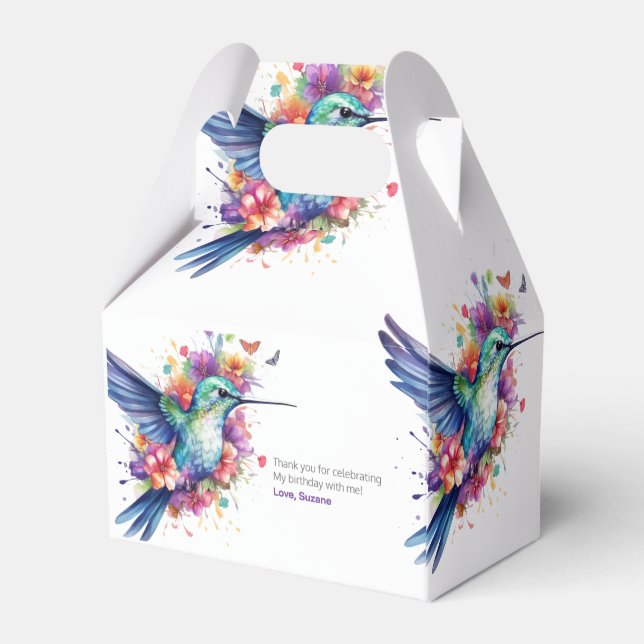 Caja Para Regalos Encantador Hummingbird Floral Bouquet Fiesta de Cu (Reverso)