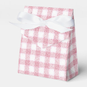 Caja Para Regalos Encanto de Gingham Rosa y Blanco aterciopelado