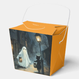 Caja Para Regalos Encuentro de Fantasma y Gato de Halloween
