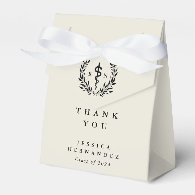 Caja Para Regalos Enfermera inscrita en ostra/crema Asclepius + Laur (Front Side)