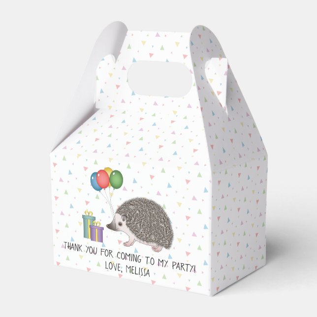 Caja Para Regalos Erizo Pigmeo Africano Con Globos De Cumpleaños (Front Side)