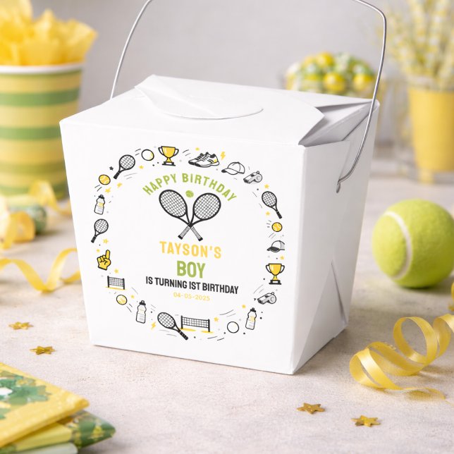 Caja Para Regalos Es el primer cumpleaños de Game Time Tennis - Niño (It’s Game Time Tennis 1st Birthday – Fun Kids Favor Boxes
)