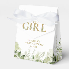 Caja Para Regalos Es Un Chica Foliage Gold Baby Shower