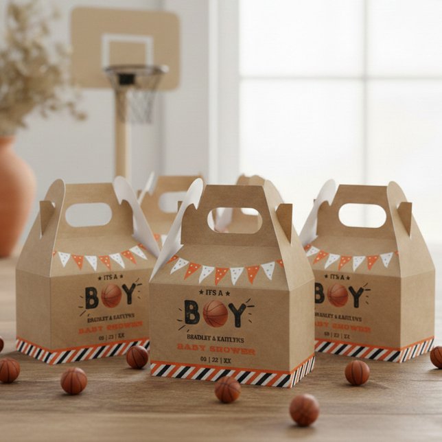 Caja Para Regalos ¡Es un chico! Baby Shower con temas de baloncesto (Subido por el creador)