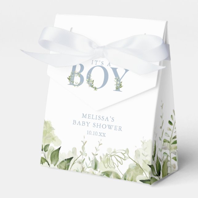 Caja Para Regalos Es Un Niño Foliage Dusty Blue Baby Shower (Front Side)