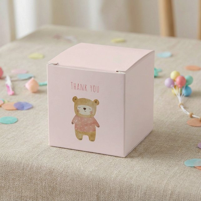 Caja Para Regalos Es una Chica acuarela linda Baby Shower rosa oso (It’s a Girl Watercolor cute Bear Pink Baby Shower Favor Boxes.)