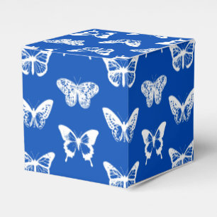 Caja Para Regalos Esbozo de mariposa, azul cobalto y blanco