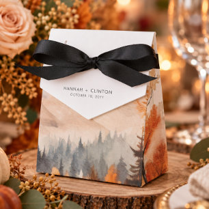 Caja Para Regalos Escena de montaña de otoño rústica en acuarela par