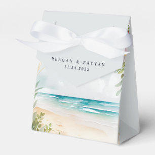 Caja Para Regalos Escena de playa de acuarela floral boda de verano