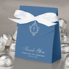 Caja Para Regalos Escudo Blue Faux Silver clásico de la primera comu