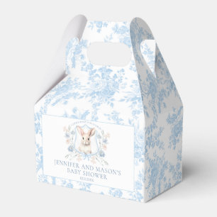 Caja Para Regalos Escudo de conejito azul lindo niño francés ducha