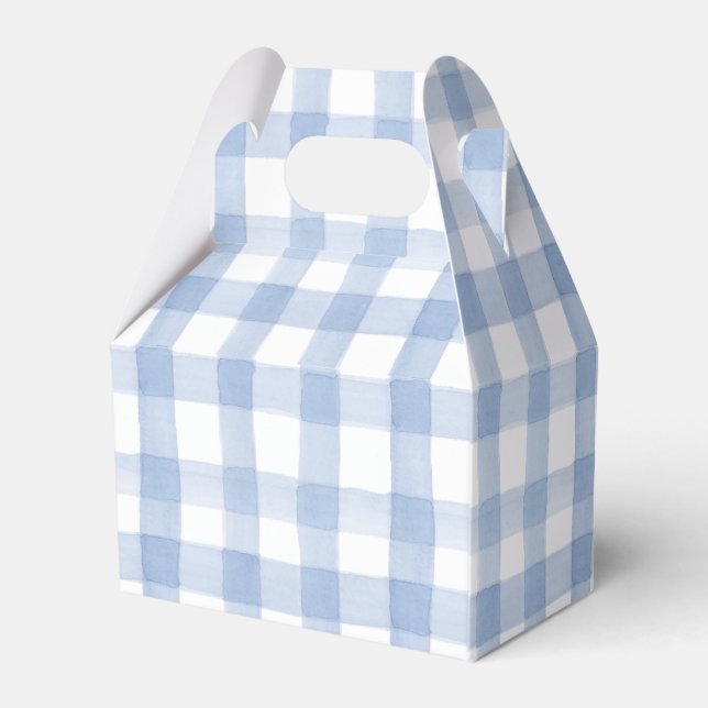 Caja Para Regalos Escudo de Gingham azul y blanco (Reverso)