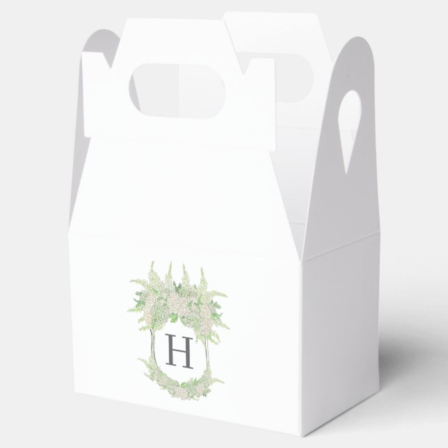 Caja Para Regalos Escudo de hidrangea blanca y verde acuarela (Abierto)