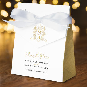 Caja Para Regalos Escudo de la corona de monograma oro blanco gracia