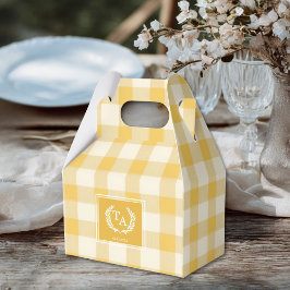 Caja Para Regalos Escudo de Monograma de Gingham amarillo