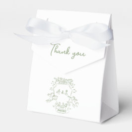 Caja Para Regalos Escudo dibujado a mano Sage Green Wedding Favor Bo