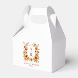 Caja Para Regalos escudo floral naranja y boda floral inicial