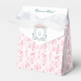 Caja Para Regalos Escudo Rosa con Bow | Boda de monograma