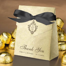 Caja Para Regalos Escudo Vintage Boda Monograma Gracias