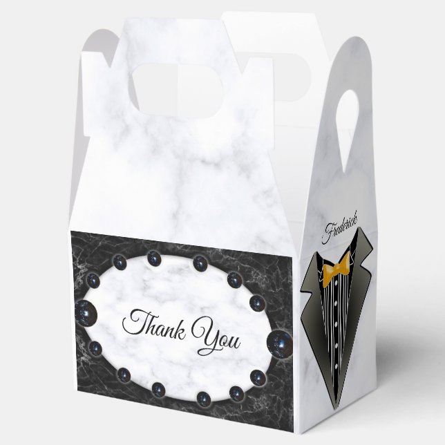 Caja Para Regalos Esferas opulentas de mármol blanco y negro (Abierto)