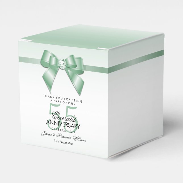 Caja Para Regalos Esmeralda Gem Bow & Ribbon 55º Aniversario Boda (Costado Anverso)
