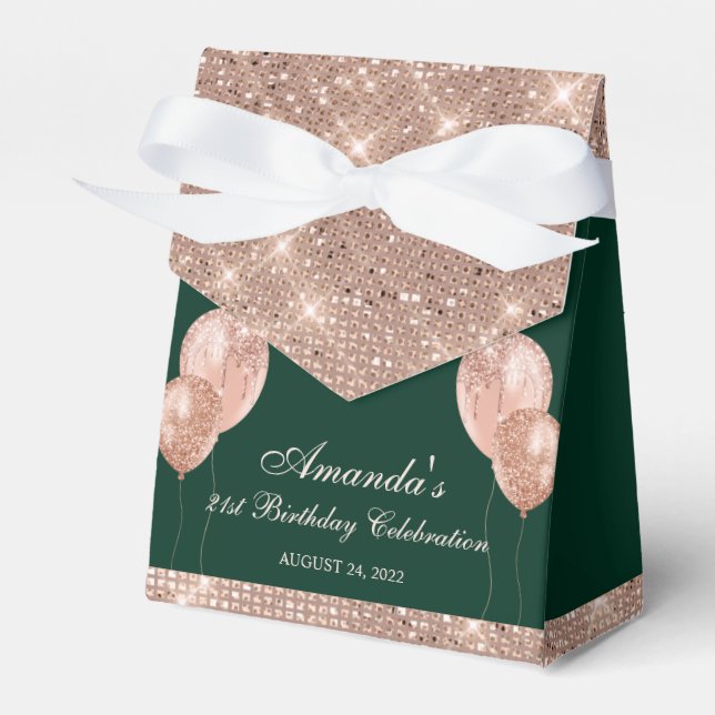 Caja Para Regalos Esmeralda verde y oro rosa personalizables con gla (Front Side)