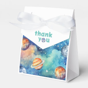 Caja Para Regalos Espacio Tema Galaxia Planetas Acuarela Gracias