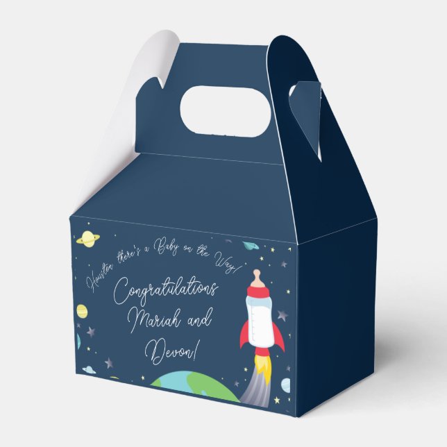 Caja Para Regalos Espacio Ultraterrestre Baby Shower Botella Rocket  (Front Side)