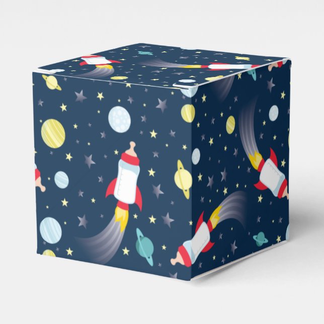 Caja Para Regalos Espacio Ultraterrestre Baby Shower Botella Rocket  (Costado Anverso)