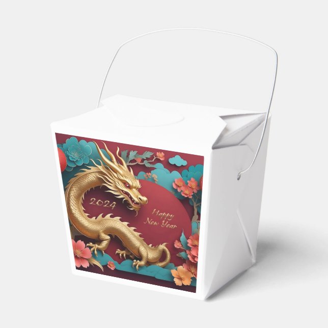 Caja Para Regalos Espectáculo Dragón Dorado Año Nuevo Chino (Front Side)