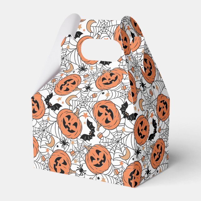 Caja Para Regalos Espeluznante Patrón Halloween de Calabaza (Front Side)
