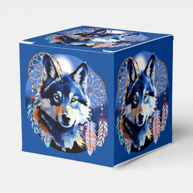 Caja Para Regalos Espíritu animal nativo de Wolf (Costado Anverso)