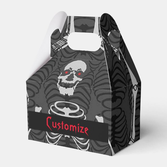 Caja Para Regalos Esqueletos blancos y negros Halloween Gable Favori (Front Side)
