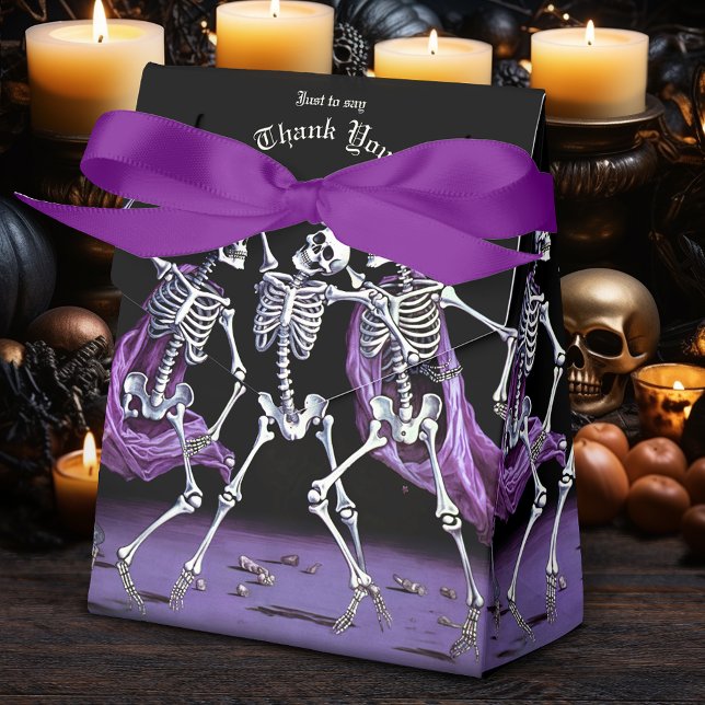 Caja Para Regalos Esqueletos danzantes Halloween gótico morado (Subido por el creador)