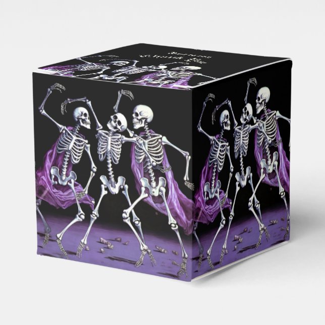 Caja Para Regalos Esqueletos de baile morado Boda gótico (Costado Anverso)