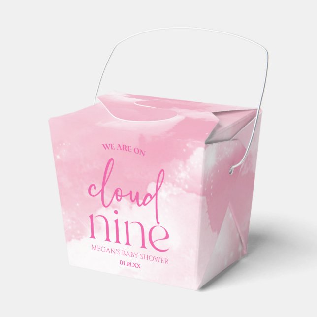 Caja Para Regalos Estamos En Cloud Nueve Baby Shower Rosa (Front Side)