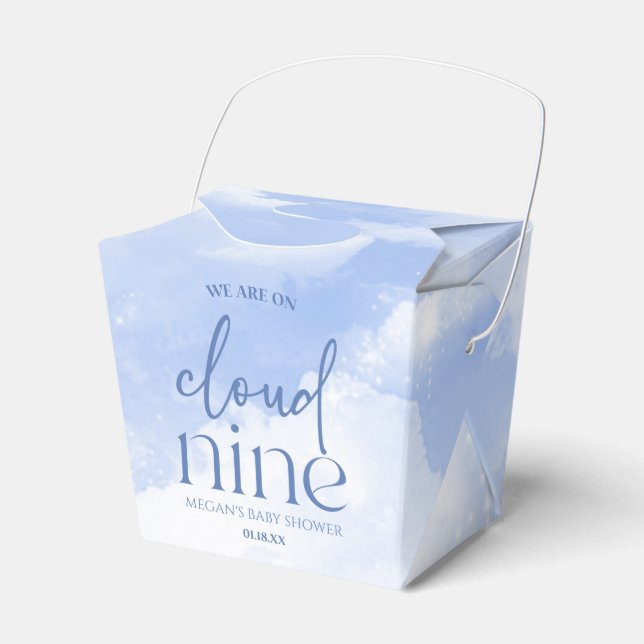 Caja Para Regalos Estamos En Cloud Nueve Blue Baby Shower (Front Side)