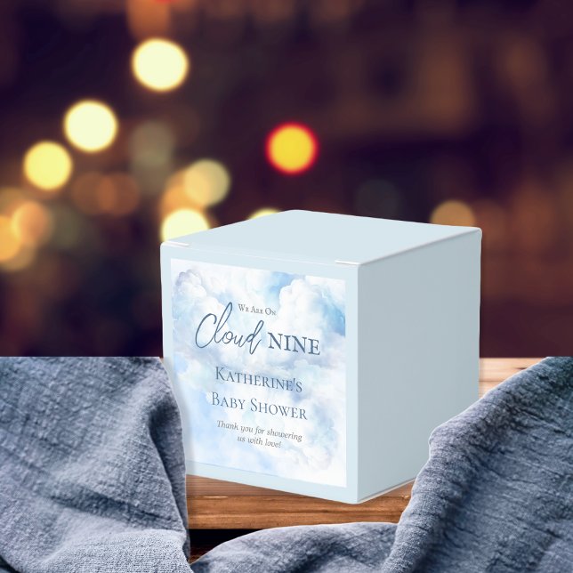 Caja Para Regalos Estamos En El Nueve Baby Shower De Blue Boy ("We Are On Cloud Nine"  Blue Boy Baby Shower Favor Box)