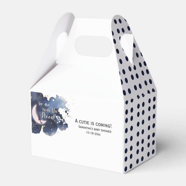 Caja Para Regalos Estamos sobre la luna bebé ducha azul (Front Side)