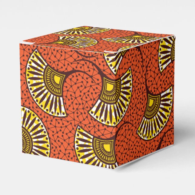 Caja Para Regalos Estampado de abanico de Ankara rojo (Costado Anverso)