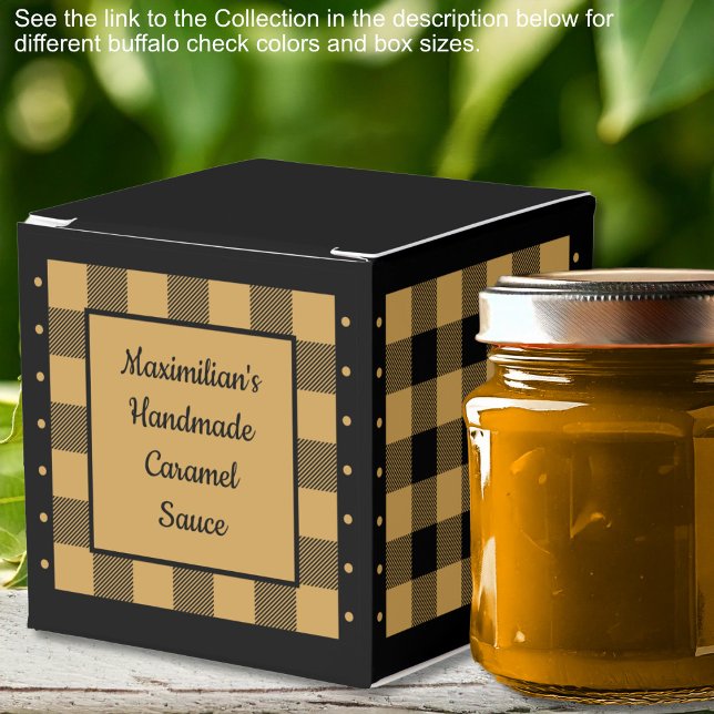 Caja Para Regalos Estampado de Búfalo - Dorado y Negro - Clásico (Buffalo Check - Gold and Black - Classic Favor Boxes by Leapfroglisics Shop)