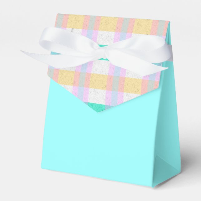 Caja Para Regalos Estampado de Cuadros Rosa Amarillo Azul Turquesa (Front Side)